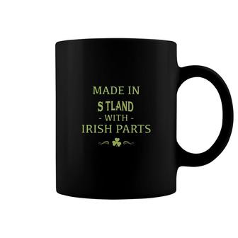 St Patricks Day Shamrock Made In Scotland With Irish Parts Country Love Proud Nationality Coffee Mug | Mazezy