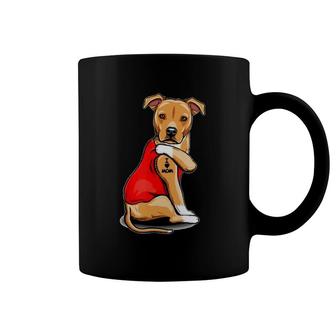 Staffordshire Bull Terrier Dog Tattoo I Love Mom Mother's Coffee Mug | Mazezy