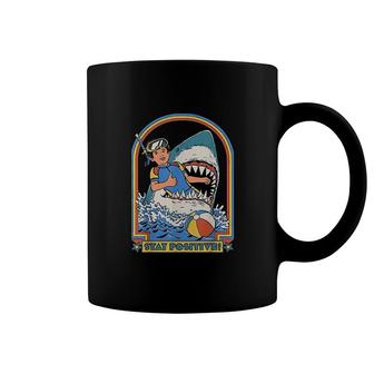 Stay Positive Shark Attack Retro Coffee Mug | Mazezy