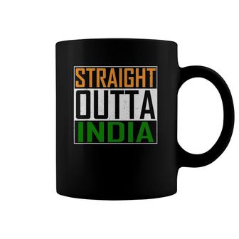 Straight Outta India Cool Indian Flag Vintage Tee Coffee Mug | Mazezy DE
