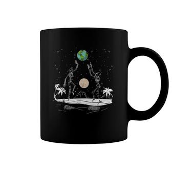 Summer Beach Skeletons Volleyball Earth Space Cosmos Indie Coffee Mug | Mazezy