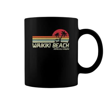 Summer Vacation Vintage Honolulu Hawaii Waikiki Beach Coffee Mug