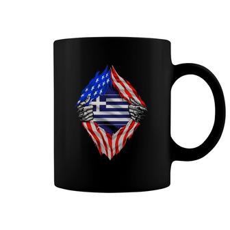 Super Greek Heritage Greece Roots Usa Flag Gift Coffee Mug | Mazezy