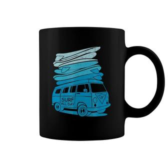 Surf All Day Vintage Style Graphic Coffee Mug | Mazezy CA