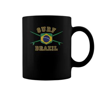 Surf Brazil Retro Brasil Flag Beach Surfing Tee Coffee Mug | Mazezy