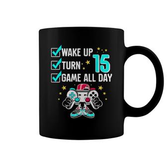 Teen Boy Girl Gamer Birthday 15 Years Old Level 15 Unlocked Coffee Mug | Mazezy
