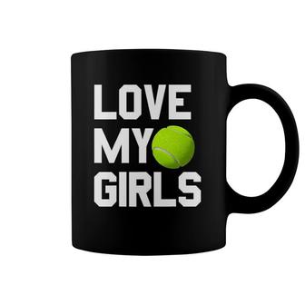 Tennis Mom Dad Gift - Love My Girls Coffee Mug | Mazezy