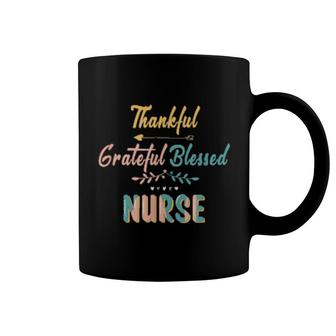 Thankful Grateful Blessed Nurse Plaid Thanksgiving Coffee Mug | Mazezy