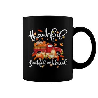 Thankful Grateful Blessed Pumpkins Truck Autumn Thanksgiving Coffee Mug | Mazezy