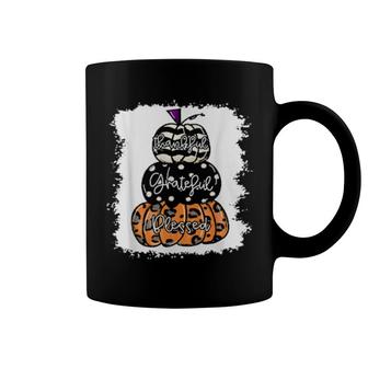 Thankful Grateful Blessed Teacher Life Leopard Pumpkin Coffee Mug | Mazezy