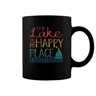 The Lake Is My Happy Place Sailboat Novelty Coffee Mug | Mazezy