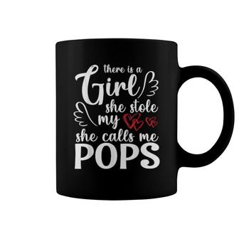 There Is A Girl She Stole My Heart She Calls Me Pops Grandpa Coffee Mug | Mazezy