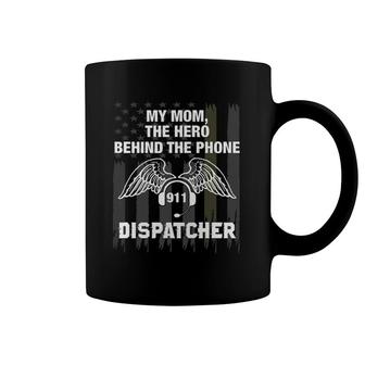 Thin Gold Line American Flag My Mom 911 Dispatcher Coffee Mug | Mazezy