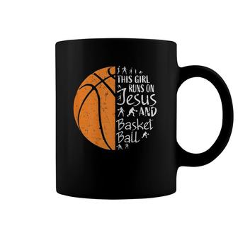 This Girl Runs On Jesus And Basketball S Gifts Girls Coffee Mug | Mazezy
