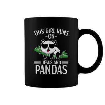 This Girl Runs On Jesus And Pandas Panda Bear Lover For Kids Coffee Mug - Seseable