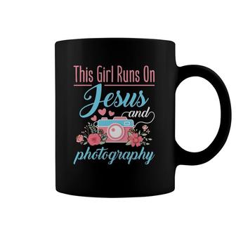 This Girl Runs On Jesus And Photography Cute Camera Women Coffee Mug | Mazezy