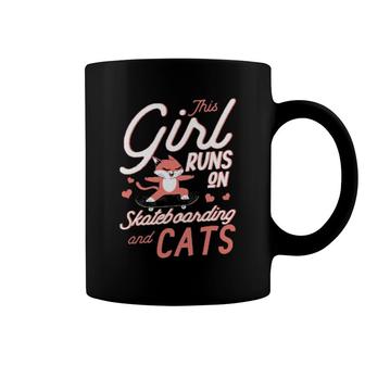 This Girl Runs On Skateboarding And Cats Skateboard Coffee Mug | Mazezy