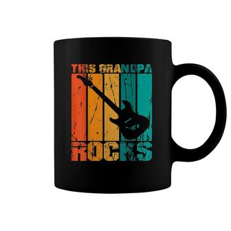 This Grandpa Rocks Design Fathers Day Birthday Guitar Coffee Mug | Mazezy