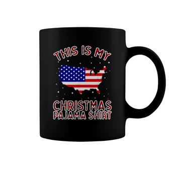 This Is My Patriotic Christmas Pajamas American Flag Coffee Mug | Mazezy