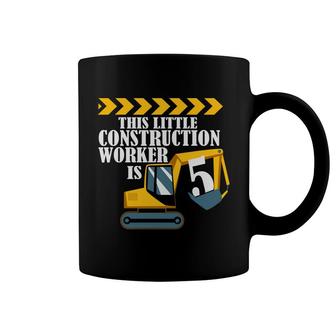 This Little Construction Worker Is 5 Funny 5Th Birthday Coffee Mug - Seseable