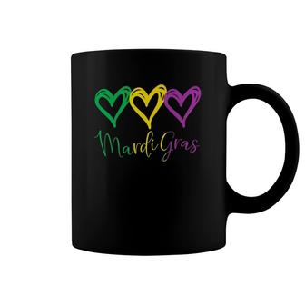 Three Hearts For Mardi Gras - I Love Mardi Gras Coffee Mug | Mazezy