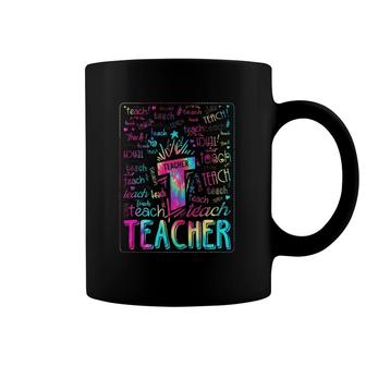 Tie Dye Teacher Typography Word Art Coffee Mug | Mazezy