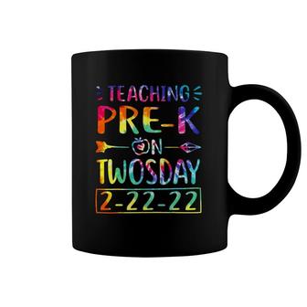 Tie Dye Teaching Pre-K On Twosday 2-22-22 Teacher Gifts Coffee Mug | Mazezy