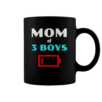 Tired Mom Of 3 Boys Mother With Three Sons Low Battery Icon Coffee Mug | Mazezy