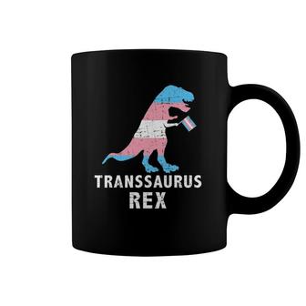 Transsaurus Rex Dinosaur In Transgender Flag For Trans Pride Coffee Mug | Mazezy