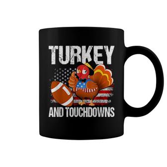 Turkey And Touchdowns Thanksgiving Football Coffee Mug | Mazezy