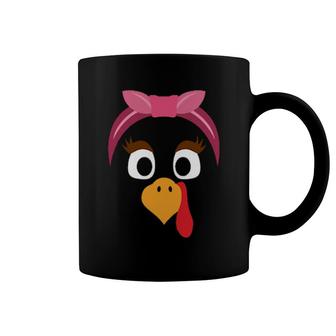 Turkey Face & Pink Headband Running Pilgrim Trot Coffee Mug | Mazezy