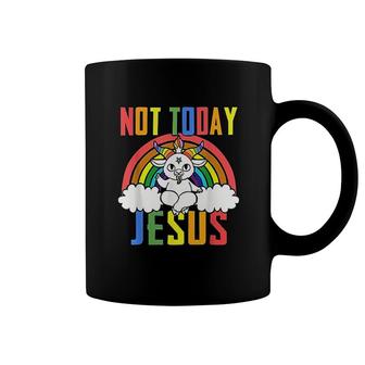 Unicorn Rainbow Not Today Jesus Coffee Mug | Mazezy