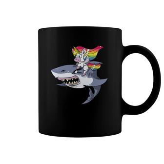 Unicorn Riding Shark Gift Girls Women Funny Halloween Coffee Mug | Mazezy