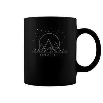 Unplug Hiking Geometric Mountains Outdoor Nature Hiker Coffee Mug | Mazezy