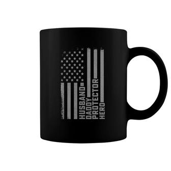 Us Flag Distressed Husband Daddy Protector Hero Coffee Mug | Mazezy