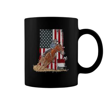Us Flag State Pride Barrel Racing Horse Rodeo Cowgirl Coffee Mug | Mazezy
