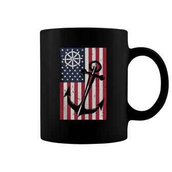 Usa Flag American Anchor Nautical Gift Design Idea Coffee Mug | Mazezy