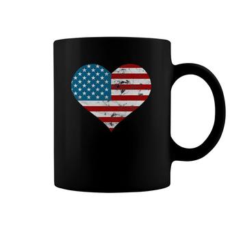 Usa Flag Heart Distressed Patriotic 4Th Of July Gift Coffee Mug | Mazezy