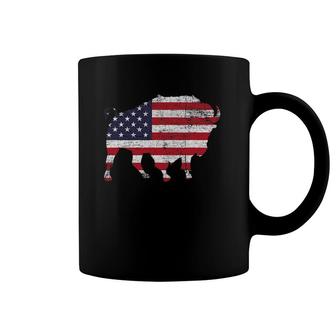 Usa Flag Wildlife Animal Patriotic American Bison Buffalo Coffee Mug | Mazezy