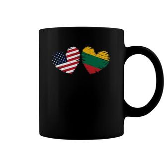 Usa Lithuania Flag Heart Valentines Day Lithuanian American Coffee Mug | Mazezy