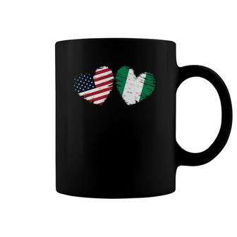Usa Nigeria Flag Heart Valentine's Day Nigerian American Coffee Mug | Mazezy