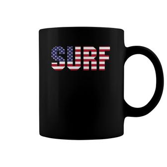 Usa Surf American Flag Surfing Coffee Mug | Mazezy