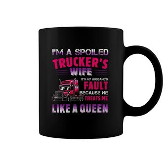 Valentine Trucker I'm A Spoiled Trucker's Wife Coffee Mug | Mazezy