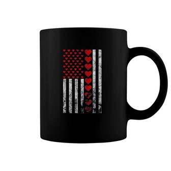 Valentines Day Heart American Flag Coffee Mug | Mazezy