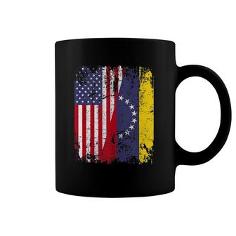 Venezuelan Roots Half American Flag Venezuela Coffee Mug | Mazezy