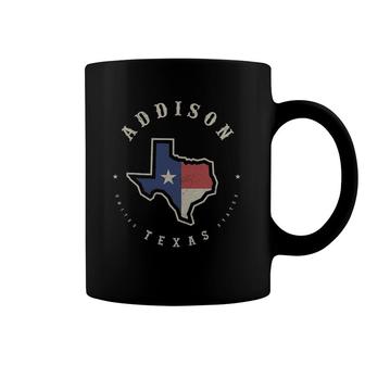 Vintage Addison Texas State Flag Map Souvenir Gift Coffee Mug | Mazezy