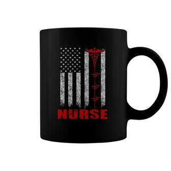 Vintage American Flag Patriotic Pride Nurse Coffee Mug | Mazezy