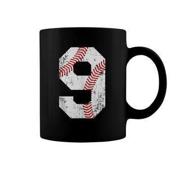 Vintage Baseball 9 Jersey Number Coffee Mug | Mazezy DE