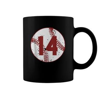 Vintage Baseball Number 14 Cool Softball Mom Gift Coffee Mug | Mazezy
