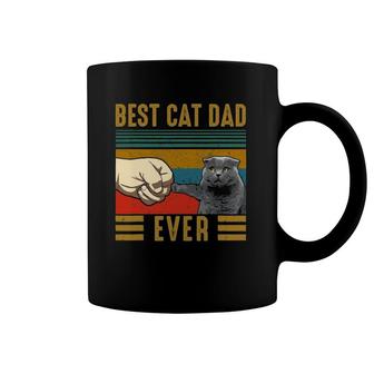 Vintage Best Cat Dad Ever Father's Day Scottish Fold Cat Coffee Mug | Mazezy